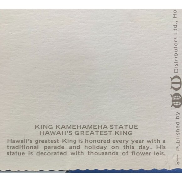 King Kamehameha Statue Postcard with Traditional Hawaiian Parade - Picture 2 of 3